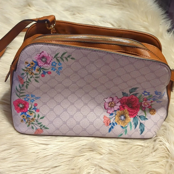 *new without tags* NWOT Steve Madden Leather Cross Body Satchel Floral Purse - Picture 6 of 10
